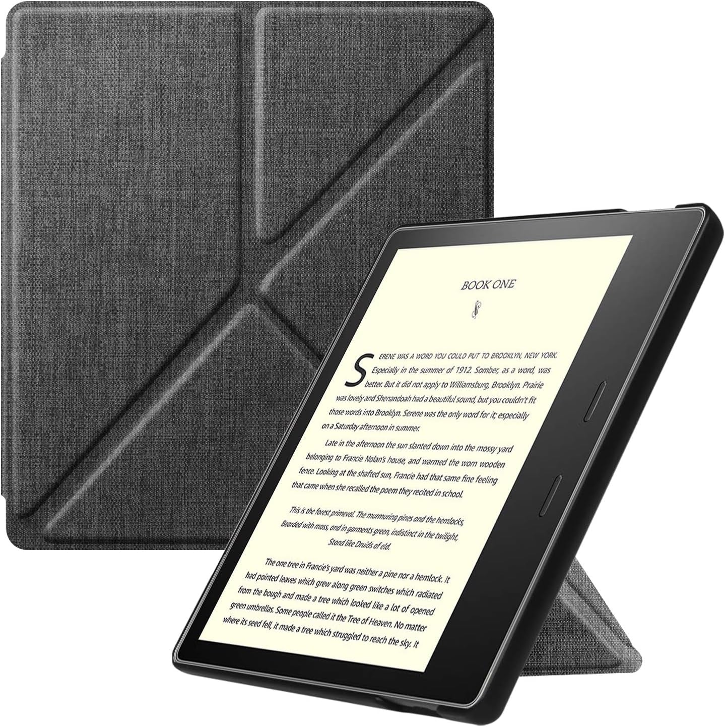 Fintie Origami Case for 7" Kindle Oasis (10Th/9Th Generation, 2019/2017 Release) - Slim Fit Stand Cover Support Hands Free Reading with Auto Wake Sleep, Black