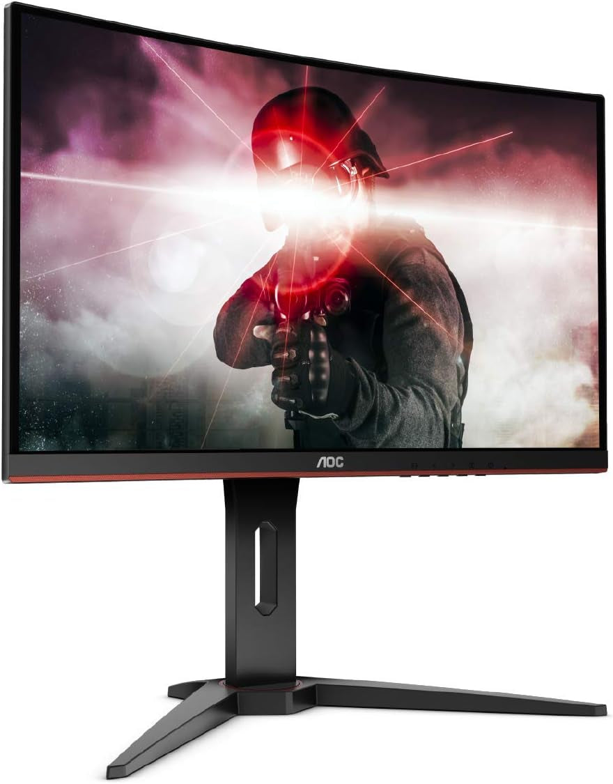 AOC C24G1 24" Curved Frameless Gaming Monitor, FHD 1080P, 1500R VA Panel, 1Ms 144Hz, Freesync, Height Adjustable, VESA, 3-Year Zero Dead Pixels Black