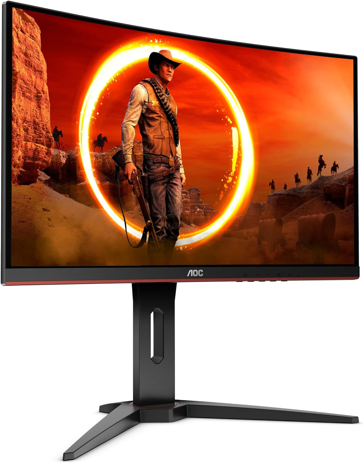 AOC C24G1 24" Curved Frameless Gaming Monitor, FHD 1080P, 1500R VA Panel, 1Ms 144Hz, Freesync, Height Adjustable, VESA, 3-Year Zero Dead Pixels Black
