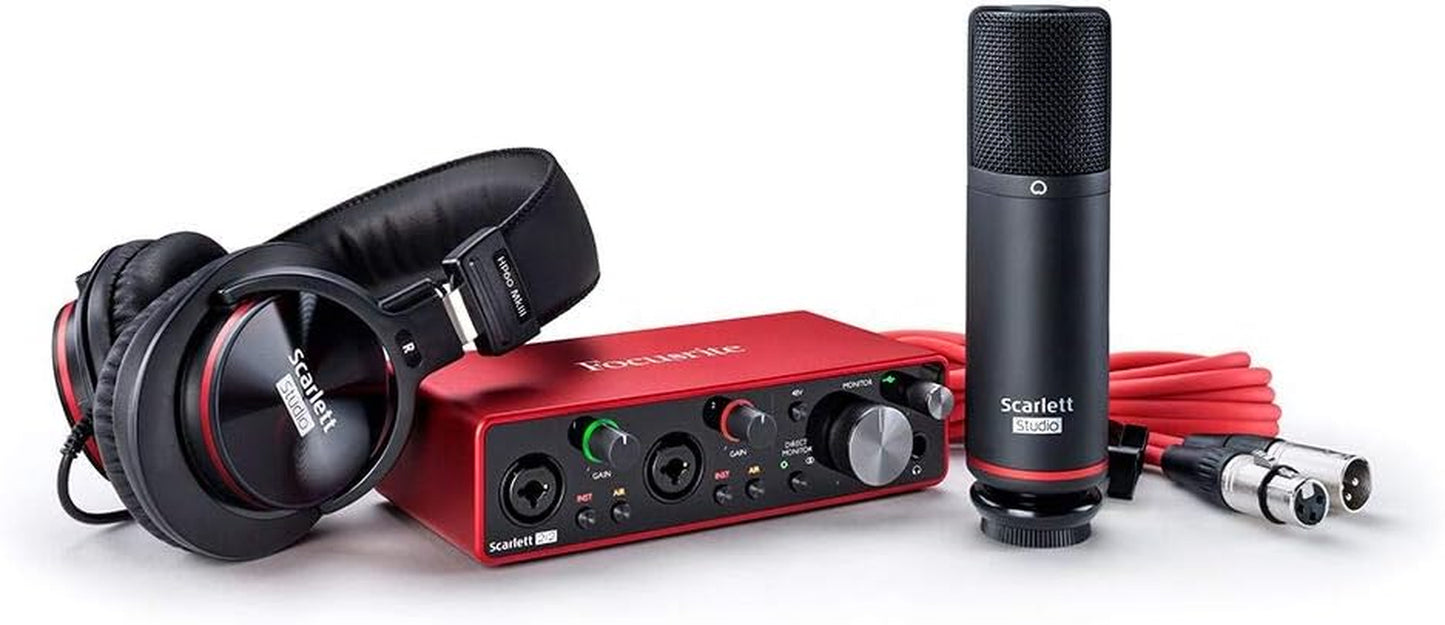 Focusrite Scarlett Solo Studio 3Rd Gen USB Audio Interface Bundle for the Guitarist, Vocalist or Producer with Condenser Microphone and Headphones for Recording, Songwriting, Streaming and Podcasting