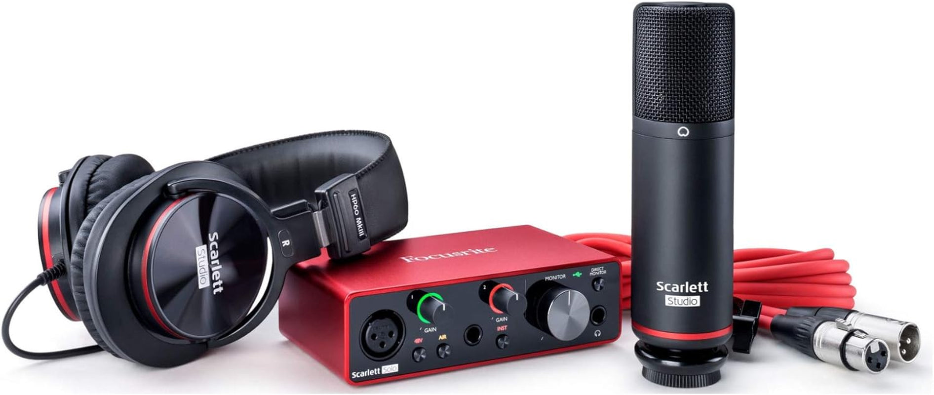 Focusrite Scarlett Solo Studio 3Rd Gen USB Audio Interface Bundle for the Guitarist, Vocalist or Producer with Condenser Microphone and Headphones for Recording, Songwriting, Streaming and Podcasting