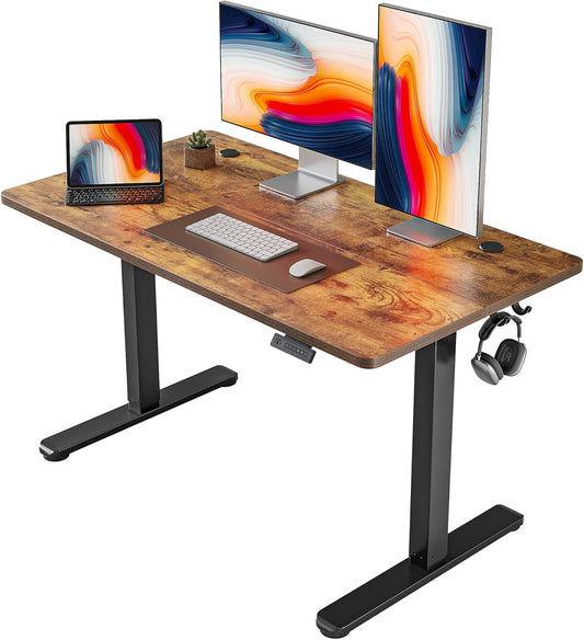 FEZIBO Electric Standing Desk, 48 X 24 Inches Height Adjustable Stand up Desk, Sit Stand Home Office Desk, Computer Desk, Rustic Brown