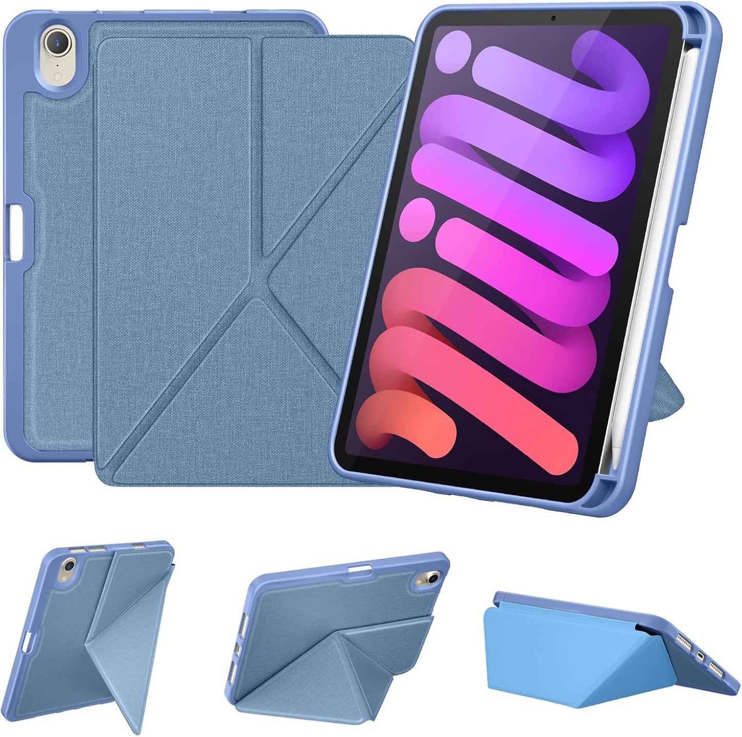 DTTO Case for Ipad Mini 7 (A17 Pro) 2024 / Ipad Mini 6 2021 8.3 Inch with Pencil Holder, Multi-Angle Magnetic Standing Cover for Ipad Mini 7Th/6Th Generation [Auto Wake/Sleep], Rose Gold