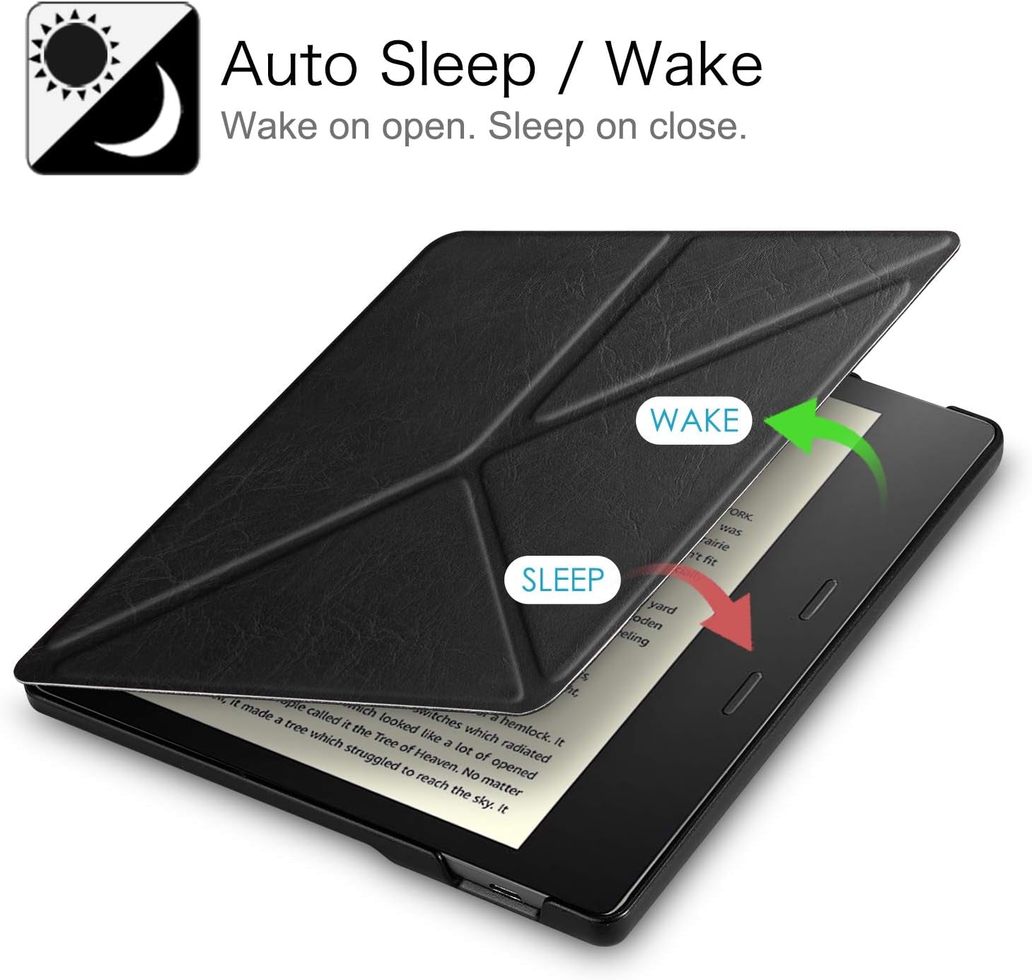 Fintie Origami Case for 7" Kindle Oasis (10Th/9Th Generation, 2019/2017 Release) - Slim Fit Stand Cover Support Hands Free Reading with Auto Wake Sleep, Black