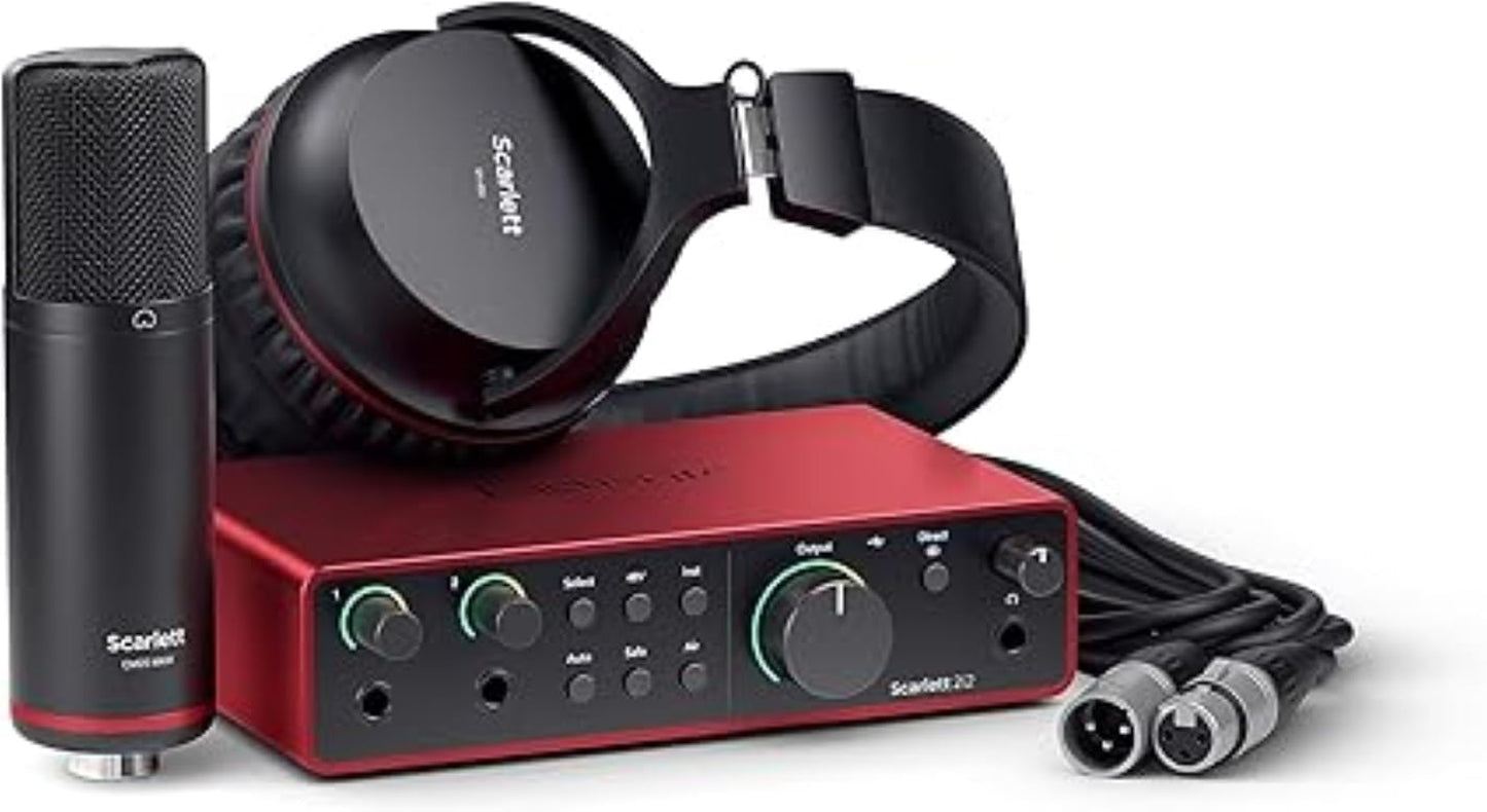 Focusrite Scarlett Solo Studio 3Rd Gen USB Audio Interface Bundle for the Guitarist, Vocalist or Producer with Condenser Microphone and Headphones for Recording, Songwriting, Streaming and Podcasting