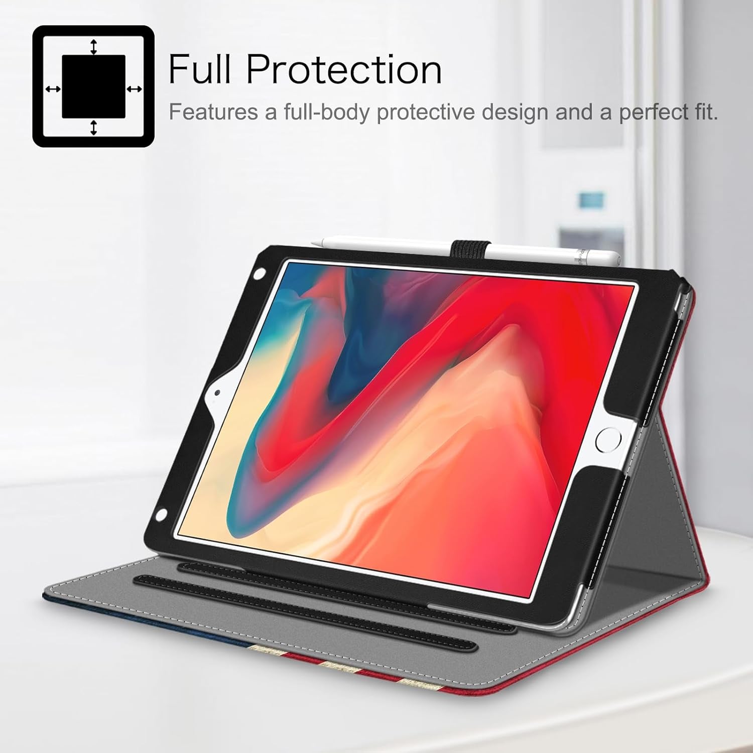 Fintie Case for Ipad 6Th / 5Th Generation (2018 2017 Model, 9.7 Inch), Ipad Air 2 / Air 1 (9.7 Inch) - [Corner Protection] Multi-Angle Viewing Stand Cover with Pocket, US Flag