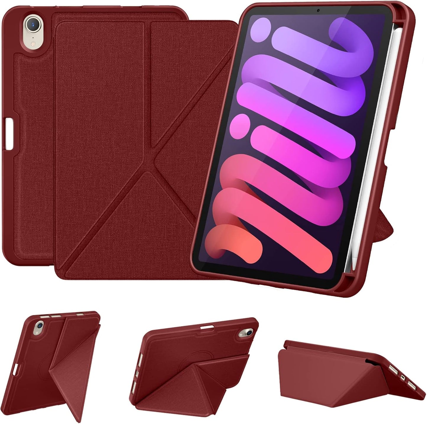 DTTO Case for Ipad Mini 7 (A17 Pro) 2024 / Ipad Mini 6 2021 8.3 Inch with Pencil Holder, Multi-Angle Magnetic Standing Cover for Ipad Mini 7Th/6Th Generation [Auto Wake/Sleep], Rose Gold