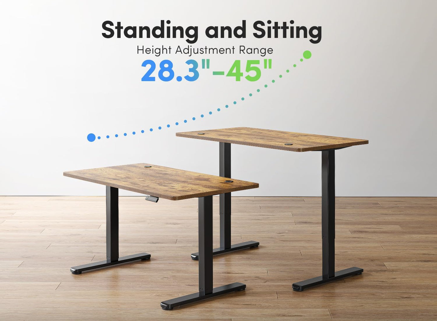 FEZIBO Electric Standing Desk, 48 X 24 Inches Height Adjustable Stand up Desk, Sit Stand Home Office Desk, Computer Desk, Rustic Brown