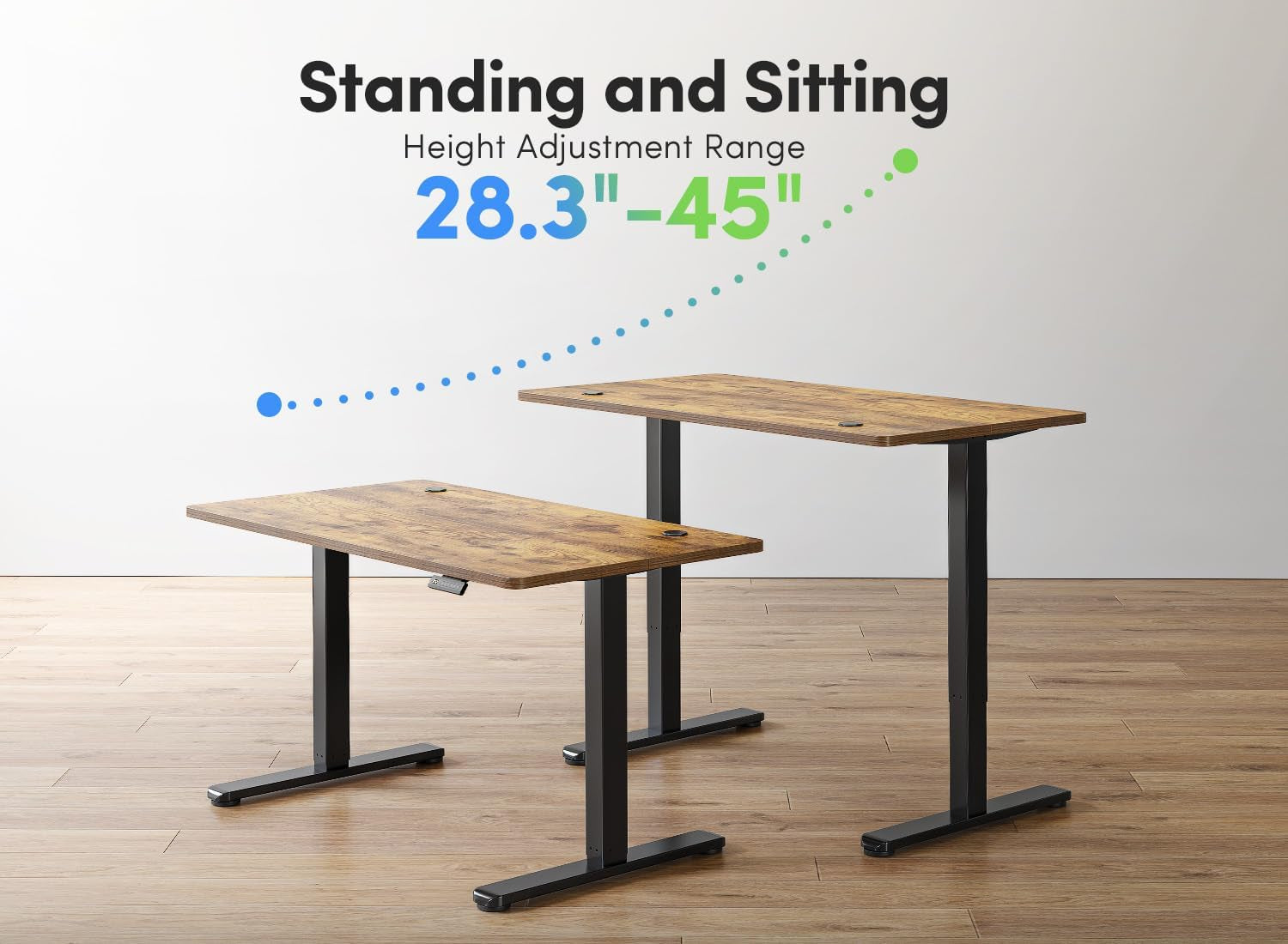 FEZIBO Electric Standing Desk, 48 X 24 Inches Height Adjustable Stand up Desk, Sit Stand Home Office Desk, Computer Desk, Rustic Brown