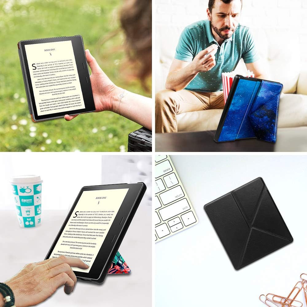 Fintie Origami Case for 7" Kindle Oasis (10Th/9Th Generation, 2019/2017 Release) - Slim Fit Stand Cover Support Hands Free Reading with Auto Wake Sleep, Black