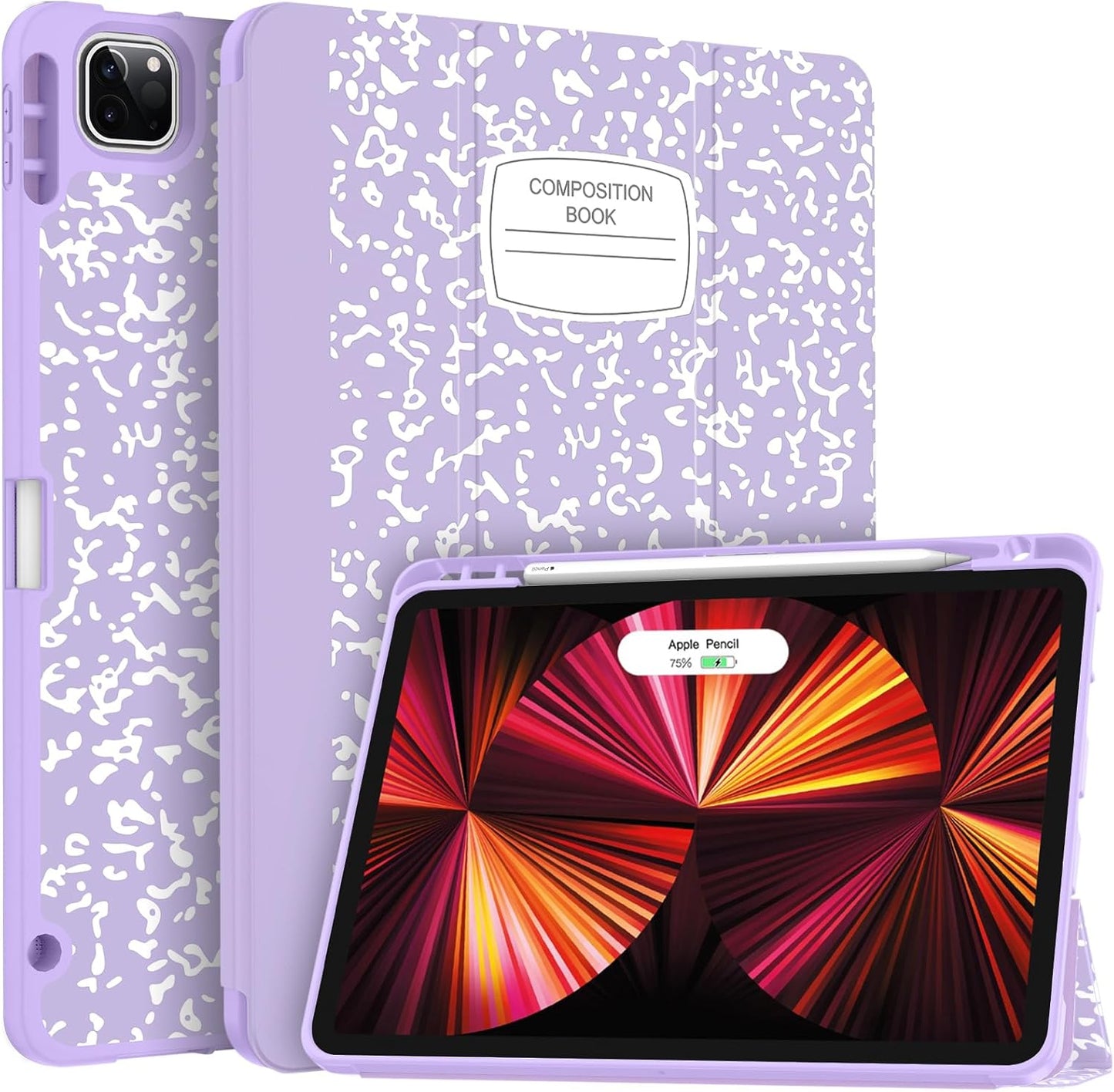 Soke for Ipad Pro 11 Case (M2) 2022/2021/2020 with Pencil Holder - [Full Body Protection + Apple Pencil Charging + Auto Wake/Sleep], Soft TPU Back Cover for 2022 Ipad Pro 11 Inch(B-Book Navy)