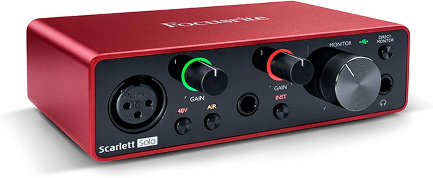 Focusrite Scarlett Solo Studio 3Rd Gen USB Audio Interface Bundle for the Guitarist, Vocalist or Producer with Condenser Microphone and Headphones for Recording, Songwriting, Streaming and Podcasting