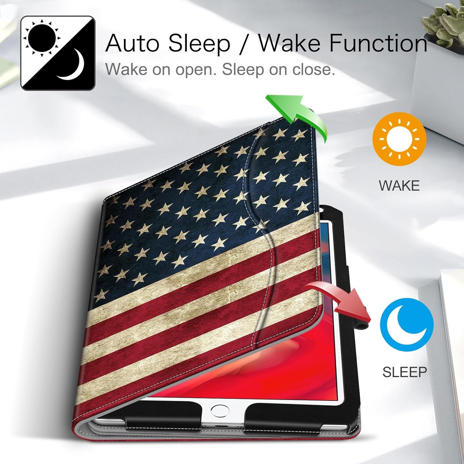 Fintie Case for Ipad 6Th / 5Th Generation (2018 2017 Model, 9.7 Inch), Ipad Air 2 / Air 1 (9.7 Inch) - [Corner Protection] Multi-Angle Viewing Stand Cover with Pocket, US Flag