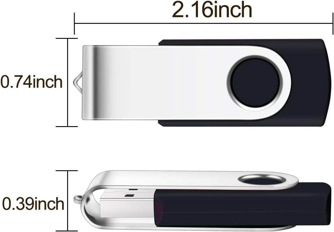 8GB Flash Drive, SRVR Thumb Drives 5 Pack, 8 Gig USB Drive with Lanyards Metal Swivel 8GB USB Memory Stick Pen Drive with LED Indicator(5 Mixed Color)