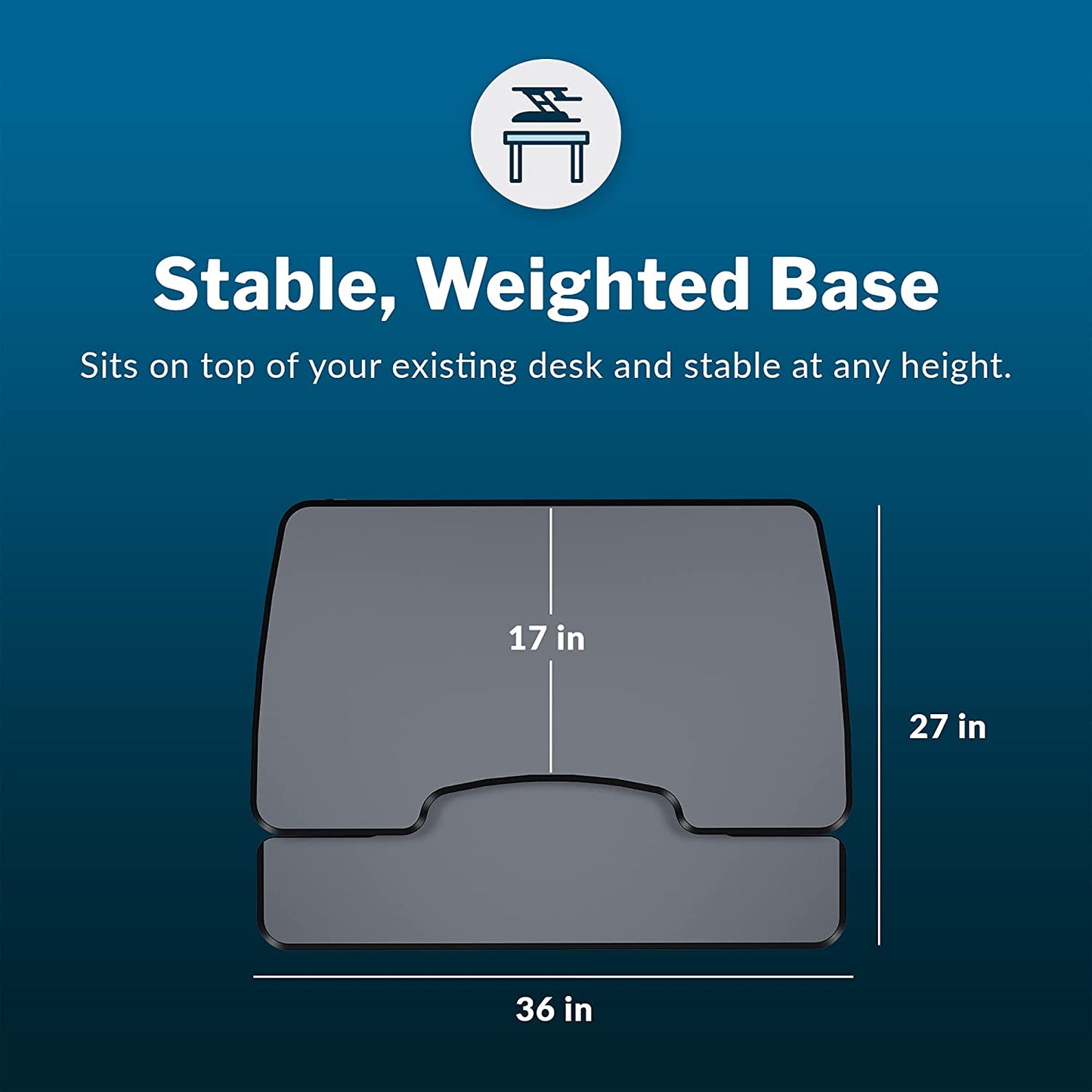 Vari - Varidesk Essential 36 - Two-Tier Standing Desk Converter for Monitor & Accessories - Height Adjustable Sit Stand Desk - Fully Assembled Monitor Riser for Home Office - 36" Wide, Black