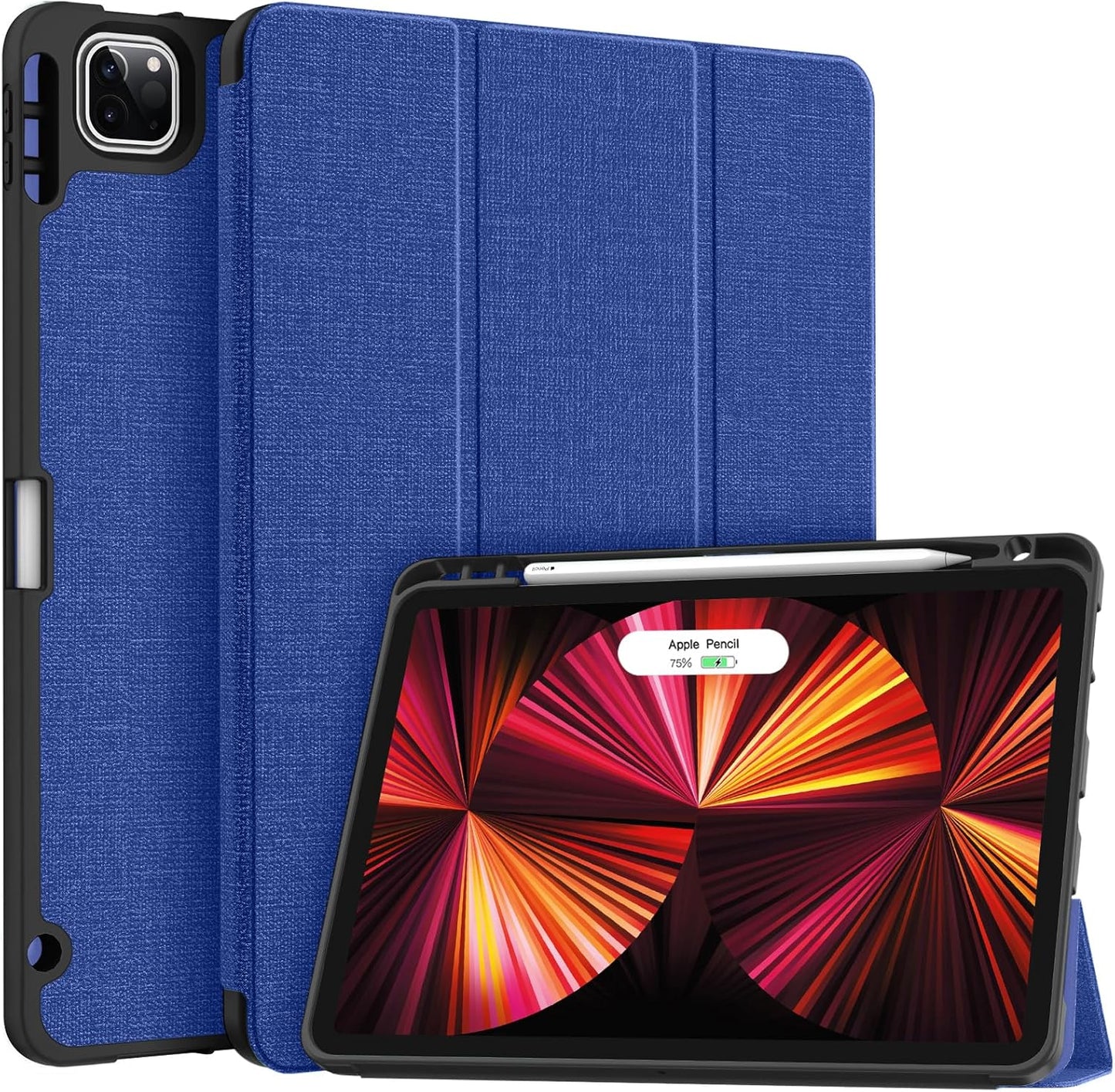 Soke for Ipad Pro 11 Case (M2) 2022/2021/2020 with Pencil Holder - [Full Body Protection + Apple Pencil Charging + Auto Wake/Sleep], Soft TPU Back Cover for 2022 Ipad Pro 11 Inch(B-Book Navy)