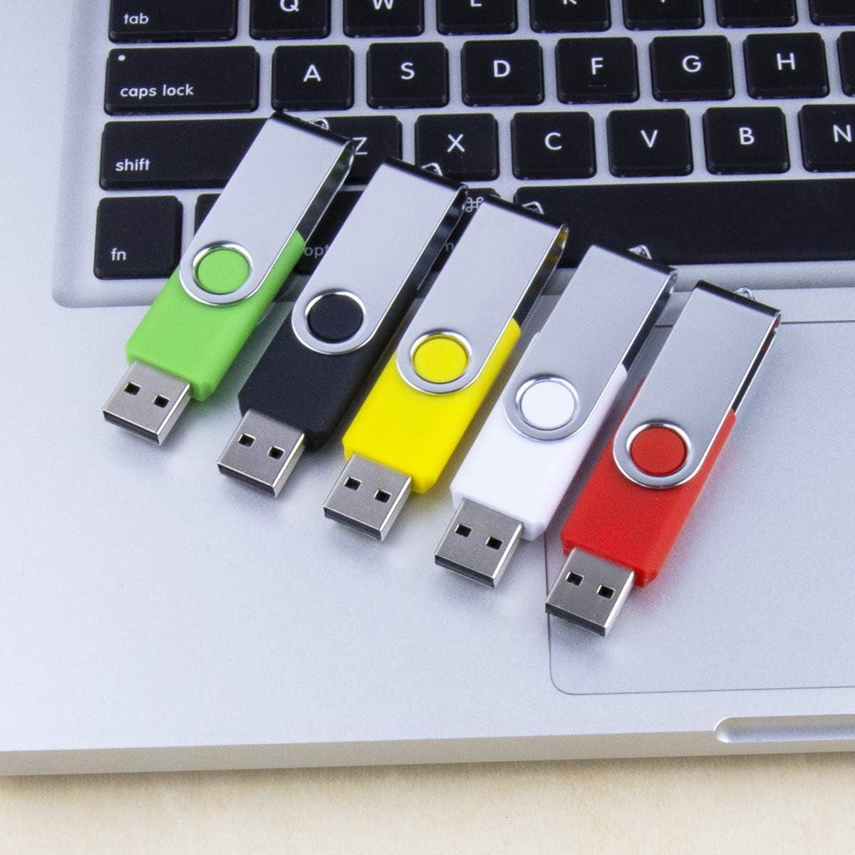 8GB Flash Drive, SRVR Thumb Drives 5 Pack, 8 Gig USB Drive with Lanyards Metal Swivel 8GB USB Memory Stick Pen Drive with LED Indicator(5 Mixed Color)