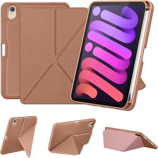 DTTO Case for Ipad Mini 7 (A17 Pro) 2024 / Ipad Mini 6 2021 8.3 Inch with Pencil Holder, Multi-Angle Magnetic Standing Cover for Ipad Mini 7Th/6Th Generation [Auto Wake/Sleep], Rose Gold