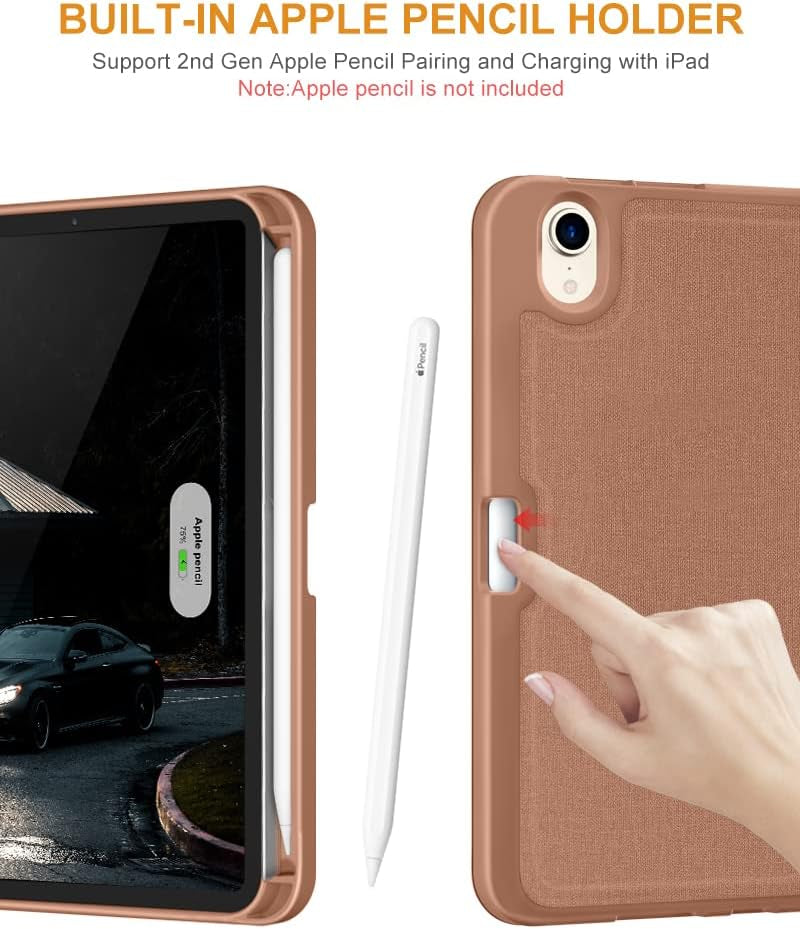DTTO Case for Ipad Mini 7 (A17 Pro) 2024 / Ipad Mini 6 2021 8.3 Inch with Pencil Holder, Multi-Angle Magnetic Standing Cover for Ipad Mini 7Th/6Th Generation [Auto Wake/Sleep], Rose Gold