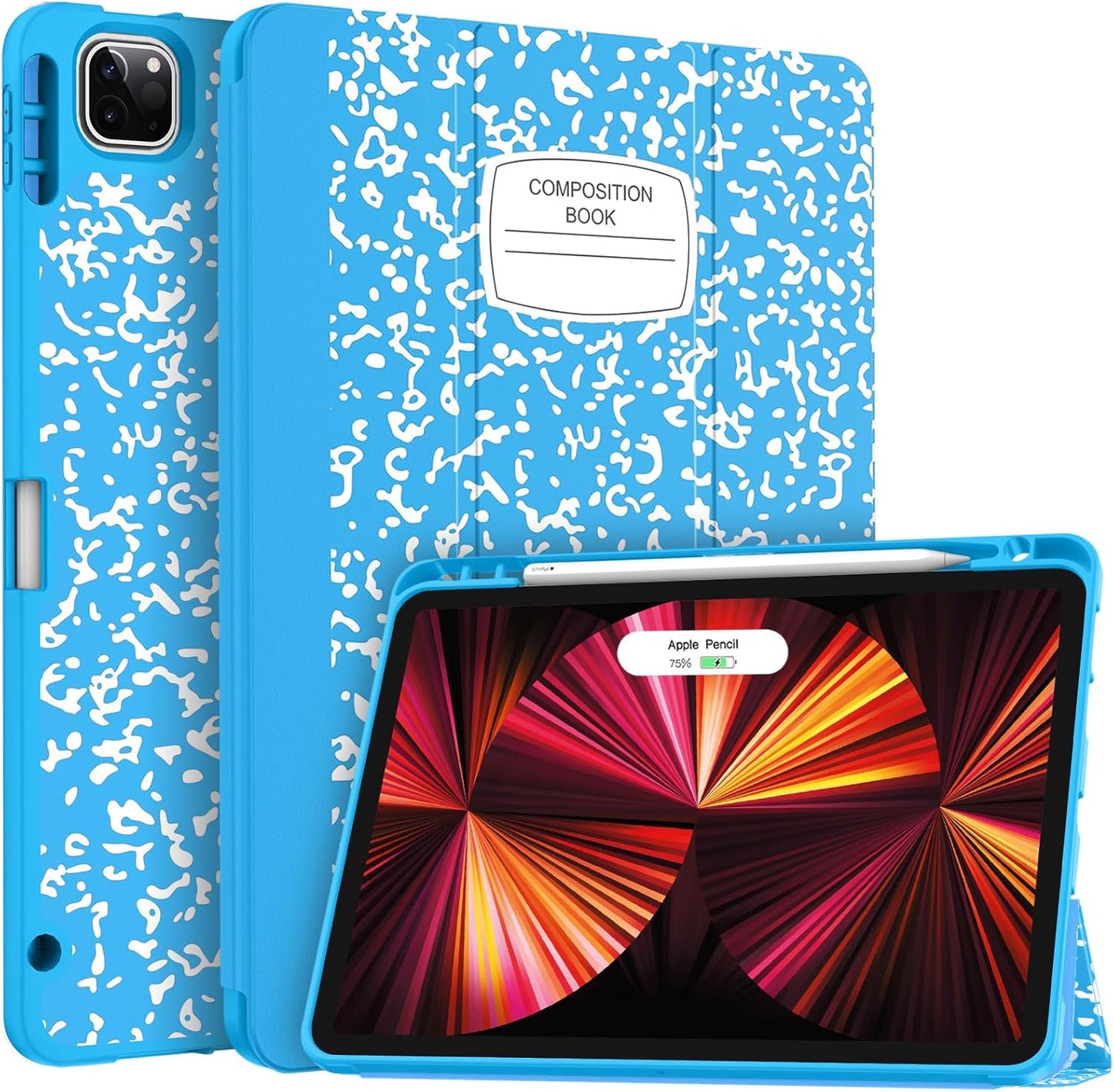 Soke for Ipad Pro 11 Case (M2) 2022/2021/2020 with Pencil Holder - [Full Body Protection + Apple Pencil Charging + Auto Wake/Sleep], Soft TPU Back Cover for 2022 Ipad Pro 11 Inch(B-Book Navy)