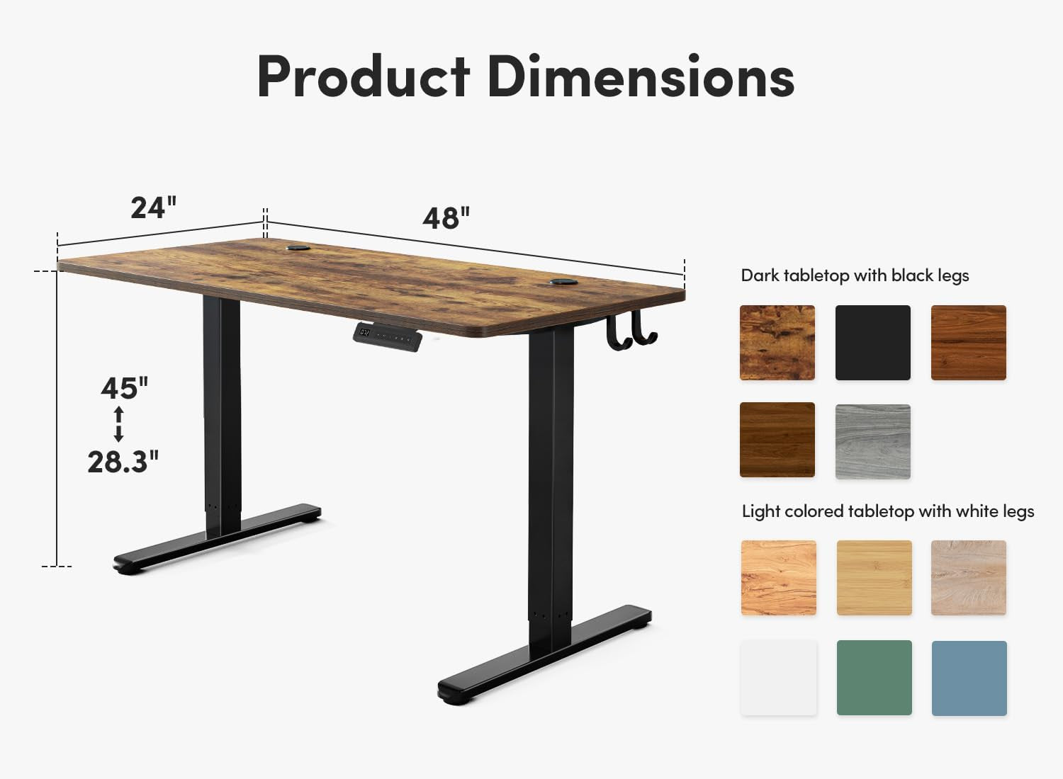 FEZIBO Electric Standing Desk, 48 X 24 Inches Height Adjustable Stand up Desk, Sit Stand Home Office Desk, Computer Desk, Rustic Brown