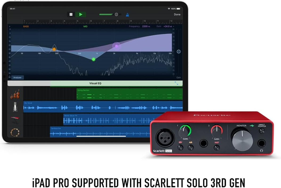 Focusrite Scarlett Solo Studio 3Rd Gen USB Audio Interface Bundle for the Guitarist, Vocalist or Producer with Condenser Microphone and Headphones for Recording, Songwriting, Streaming and Podcasting