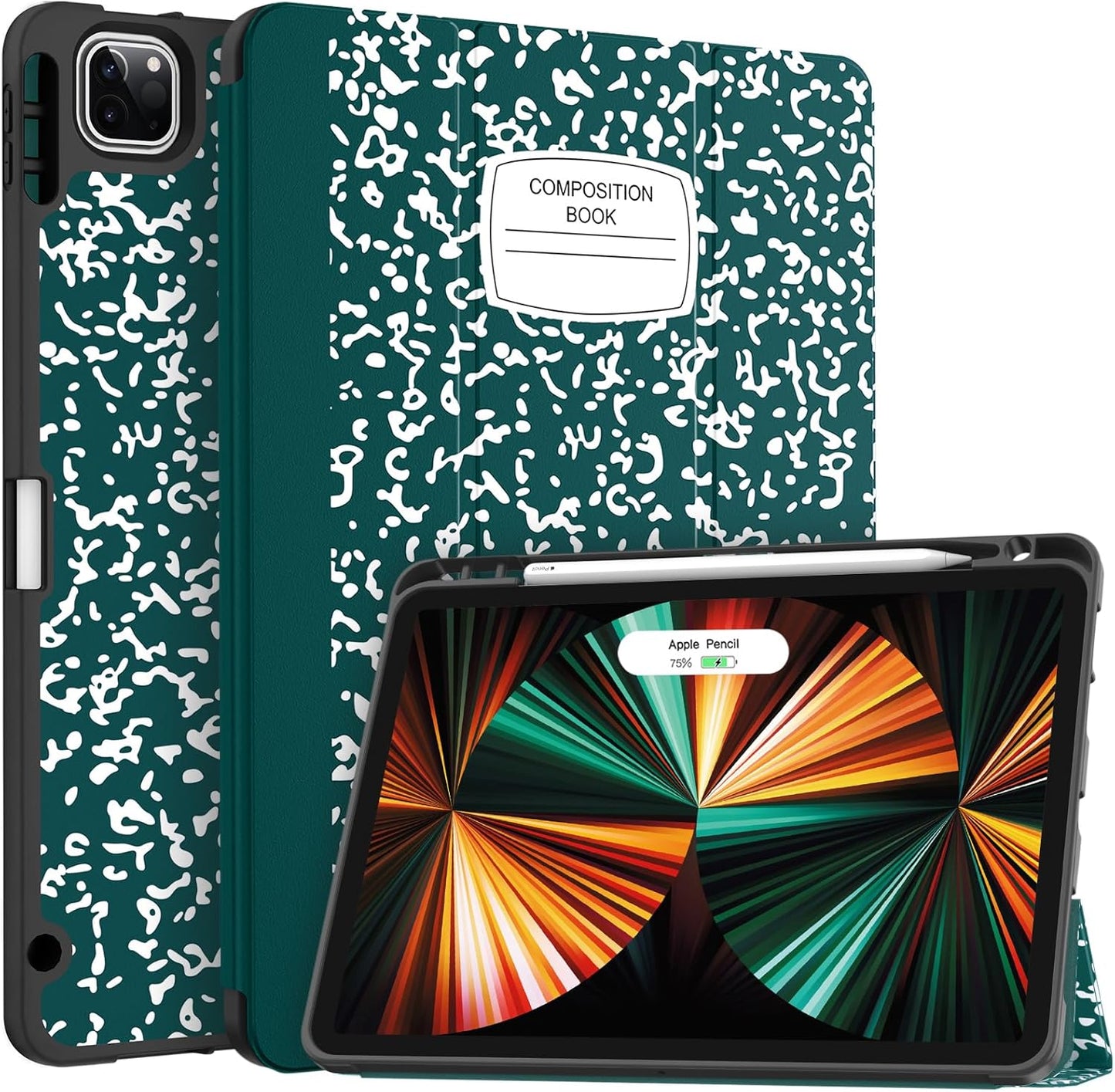 Soke for Ipad Pro 11 Case (M2) 2022/2021/2020 with Pencil Holder - [Full Body Protection + Apple Pencil Charging + Auto Wake/Sleep], Soft TPU Back Cover for 2022 Ipad Pro 11 Inch(B-Book Navy)