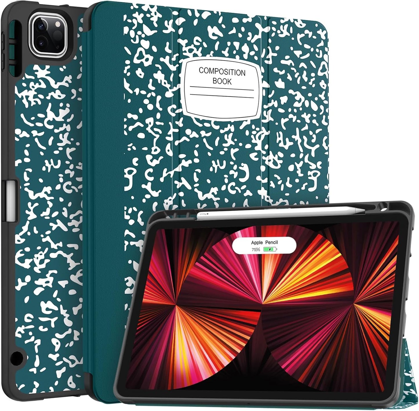 Soke for Ipad Pro 11 Case (M2) 2022/2021/2020 with Pencil Holder - [Full Body Protection + Apple Pencil Charging + Auto Wake/Sleep], Soft TPU Back Cover for 2022 Ipad Pro 11 Inch(B-Book Navy)