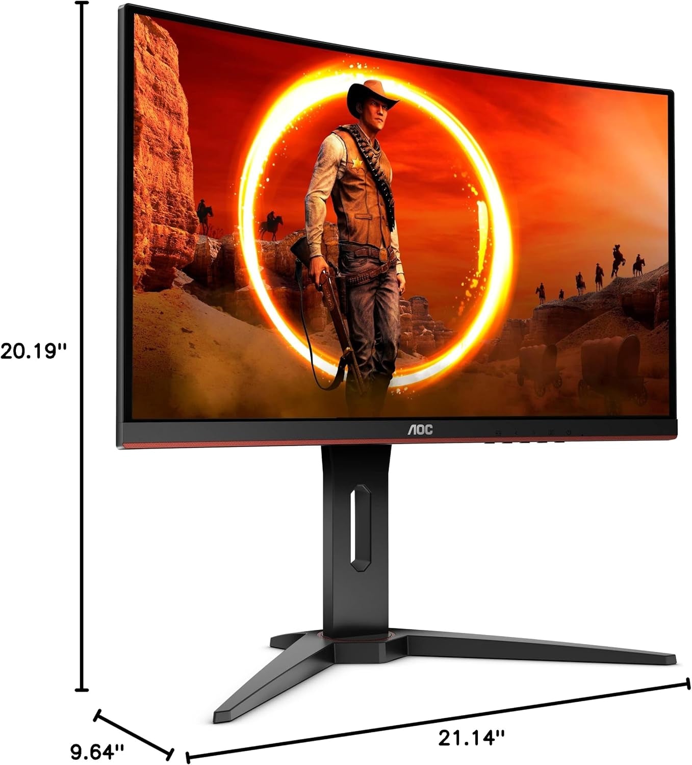 AOC C24G1 24" Curved Frameless Gaming Monitor, FHD 1080P, 1500R VA Panel, 1Ms 144Hz, Freesync, Height Adjustable, VESA, 3-Year Zero Dead Pixels Black