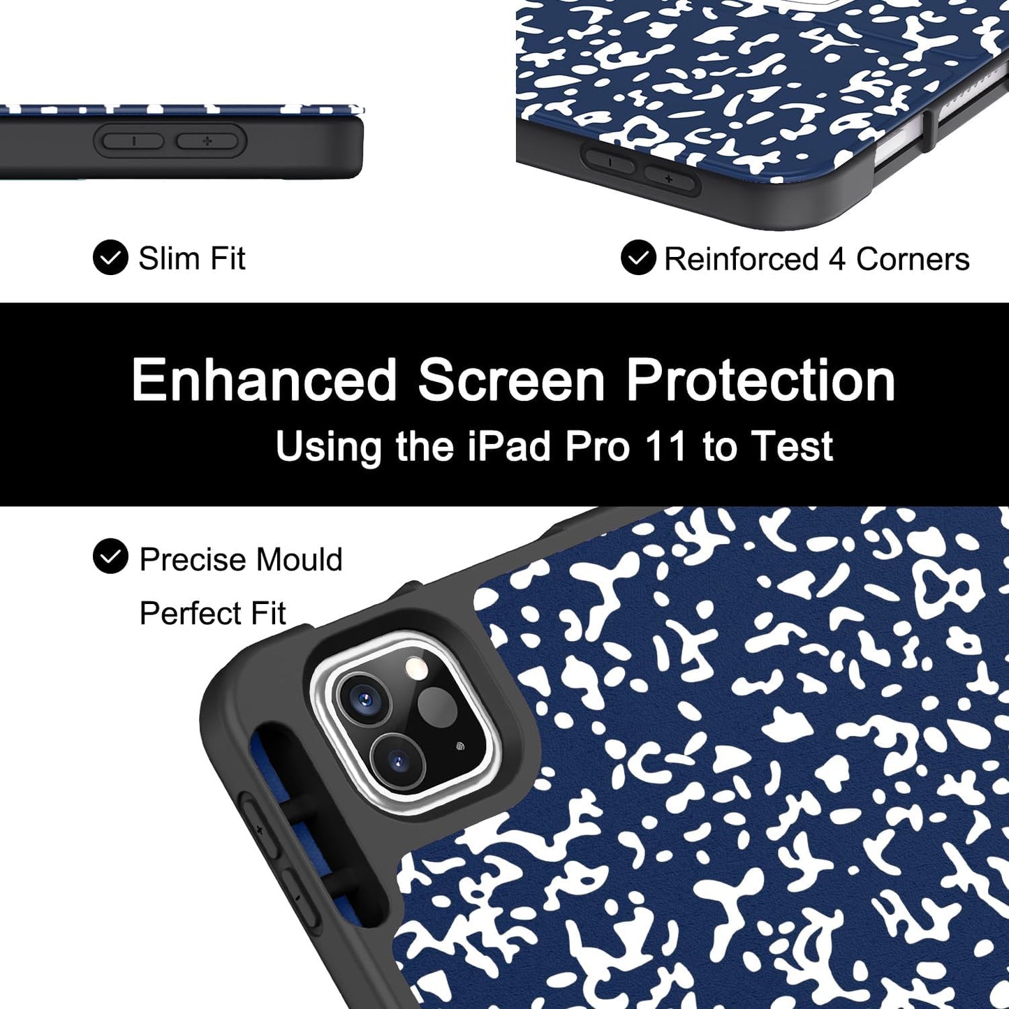 Soke for Ipad Pro 11 Case (M2) 2022/2021/2020 with Pencil Holder - [Full Body Protection + Apple Pencil Charging + Auto Wake/Sleep], Soft TPU Back Cover for 2022 Ipad Pro 11 Inch(B-Book Navy)