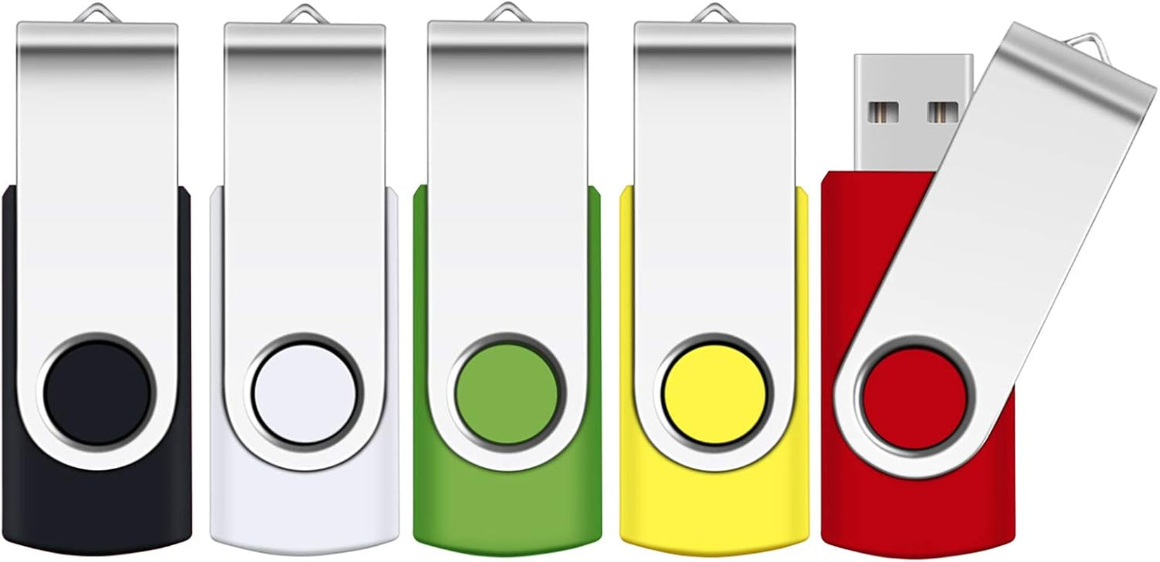 8GB Flash Drive, SRVR Thumb Drives 5 Pack, 8 Gig USB Drive with Lanyards Metal Swivel 8GB USB Memory Stick Pen Drive with LED Indicator(5 Mixed Color)