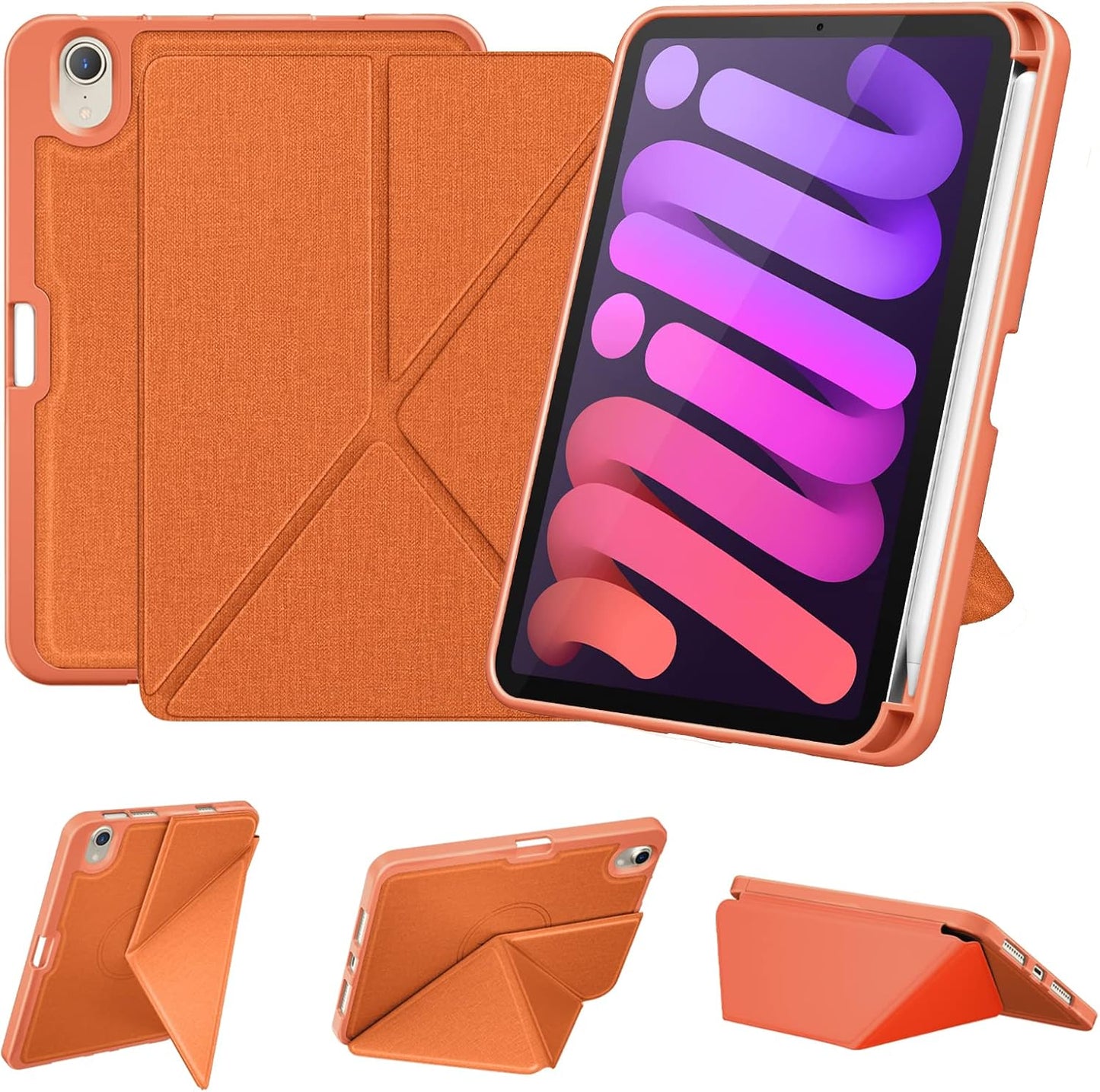 DTTO Case for Ipad Mini 7 (A17 Pro) 2024 / Ipad Mini 6 2021 8.3 Inch with Pencil Holder, Multi-Angle Magnetic Standing Cover for Ipad Mini 7Th/6Th Generation [Auto Wake/Sleep], Rose Gold