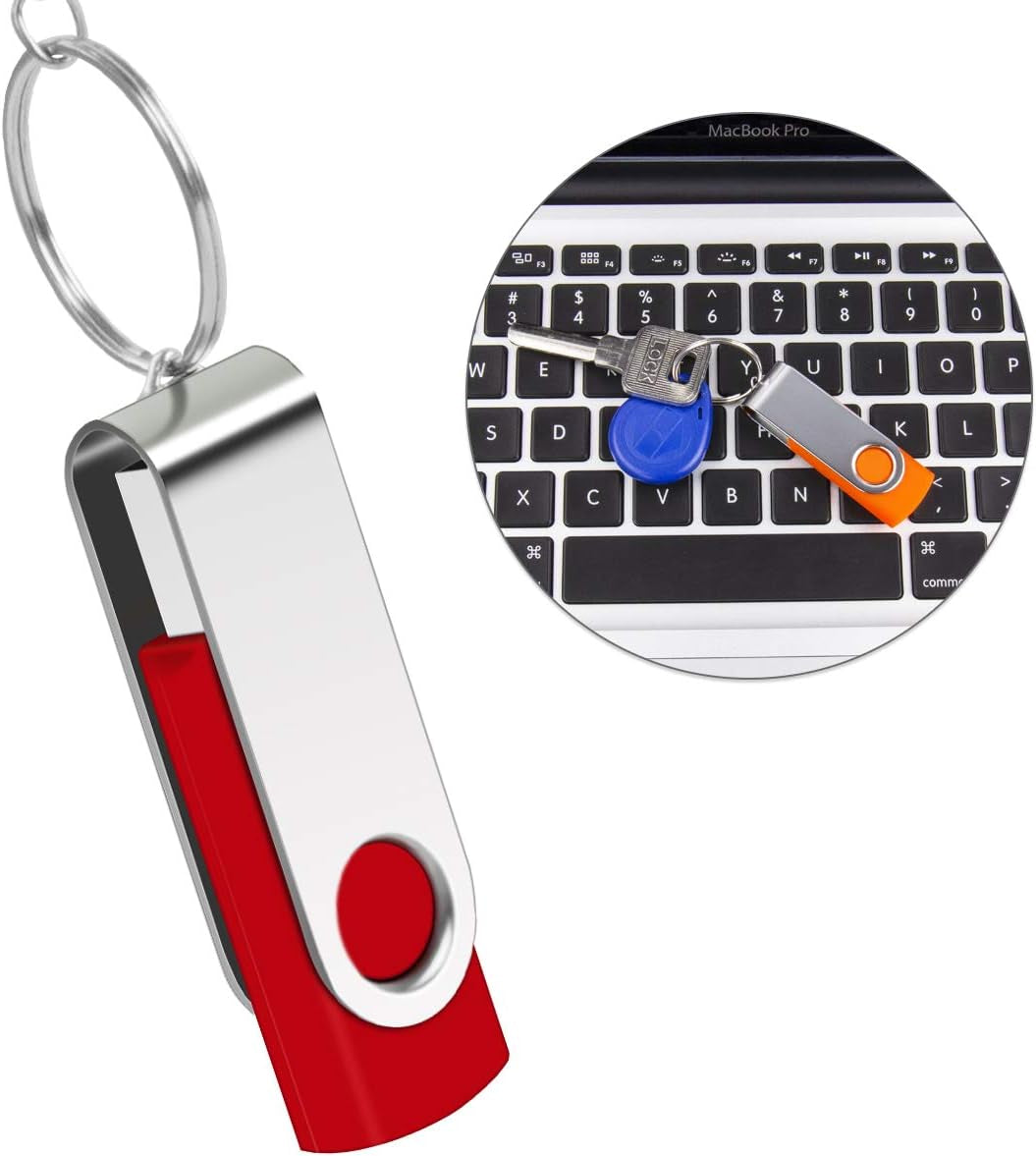 8GB Flash Drive, SRVR Thumb Drives 5 Pack, 8 Gig USB Drive with Lanyards Metal Swivel 8GB USB Memory Stick Pen Drive with LED Indicator(5 Mixed Color)