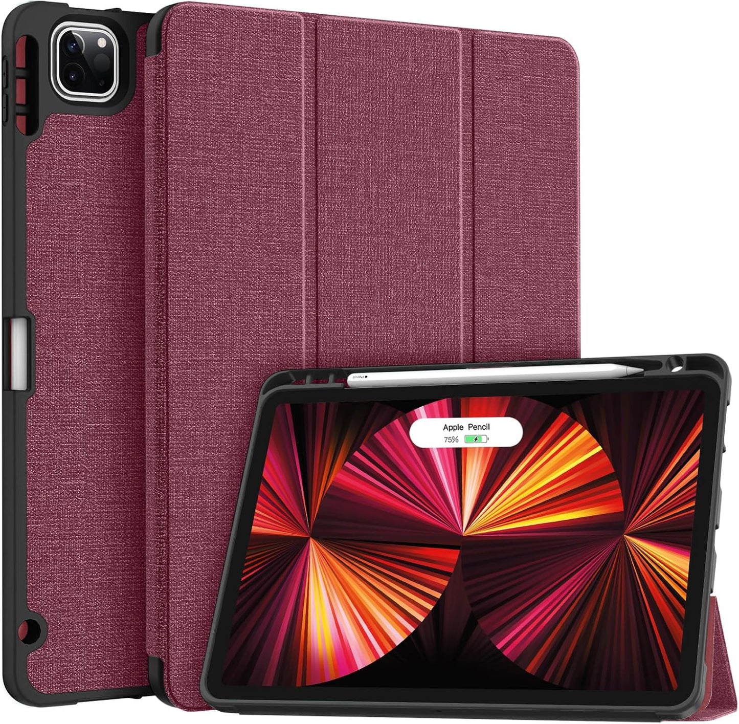 Soke for Ipad Pro 11 Case (M2) 2022/2021/2020 with Pencil Holder - [Full Body Protection + Apple Pencil Charging + Auto Wake/Sleep], Soft TPU Back Cover for 2022 Ipad Pro 11 Inch(B-Book Navy)