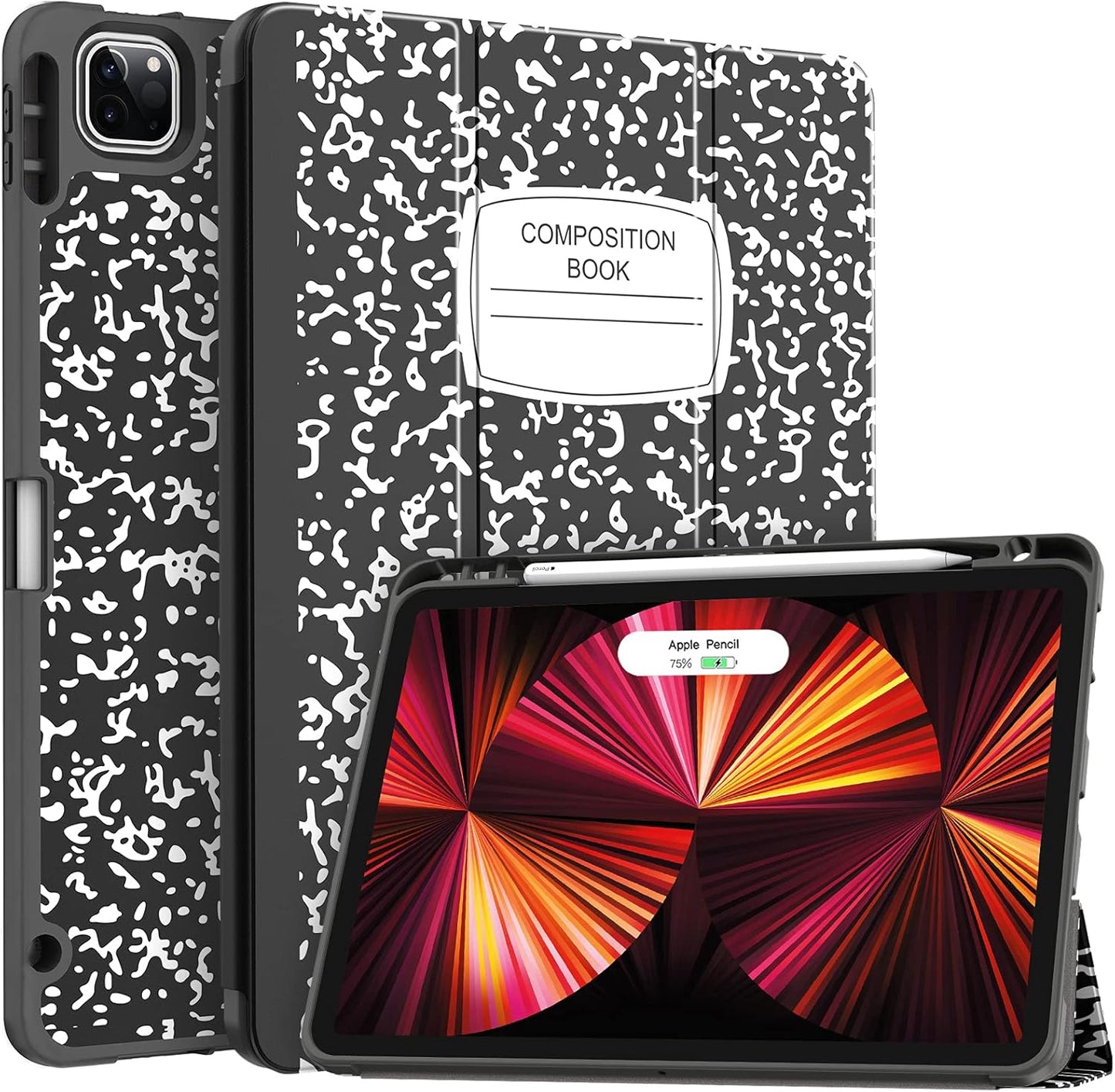 Soke for Ipad Pro 11 Case (M2) 2022/2021/2020 with Pencil Holder - [Full Body Protection + Apple Pencil Charging + Auto Wake/Sleep], Soft TPU Back Cover for 2022 Ipad Pro 11 Inch(B-Book Navy)