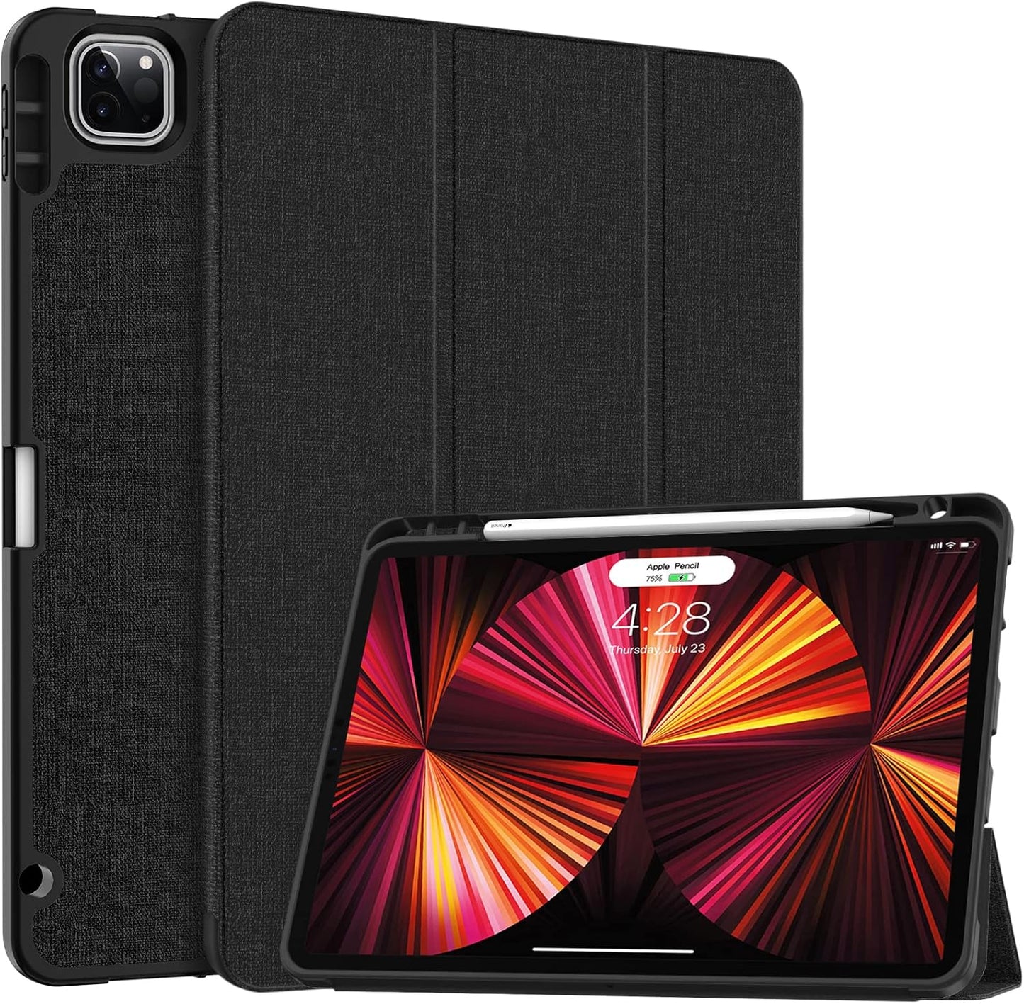 Soke for Ipad Pro 11 Case (M2) 2022/2021/2020 with Pencil Holder - [Full Body Protection + Apple Pencil Charging + Auto Wake/Sleep], Soft TPU Back Cover for 2022 Ipad Pro 11 Inch(B-Book Navy)