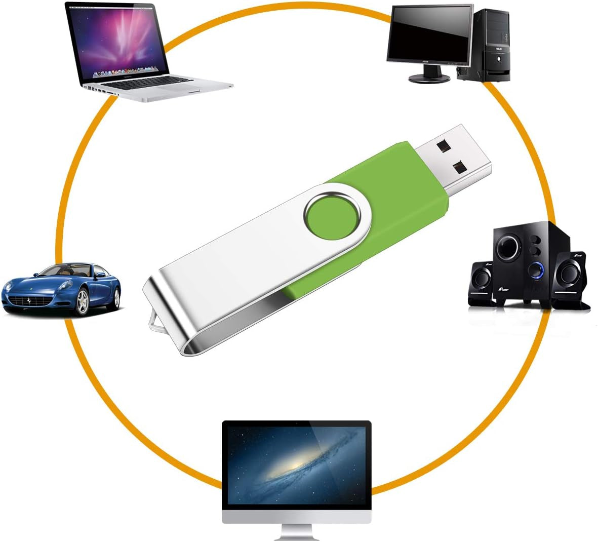 8GB Flash Drive, SRVR Thumb Drives 5 Pack, 8 Gig USB Drive with Lanyards Metal Swivel 8GB USB Memory Stick Pen Drive with LED Indicator(5 Mixed Color)