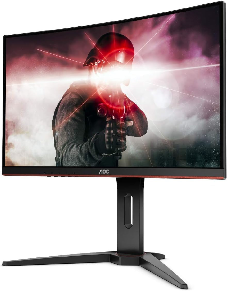 AOC C24G1 24" Curved Frameless Gaming Monitor, FHD 1080P, 1500R VA Panel, 1Ms 144Hz, Freesync, Height Adjustable, VESA, 3-Year Zero Dead Pixels Black
