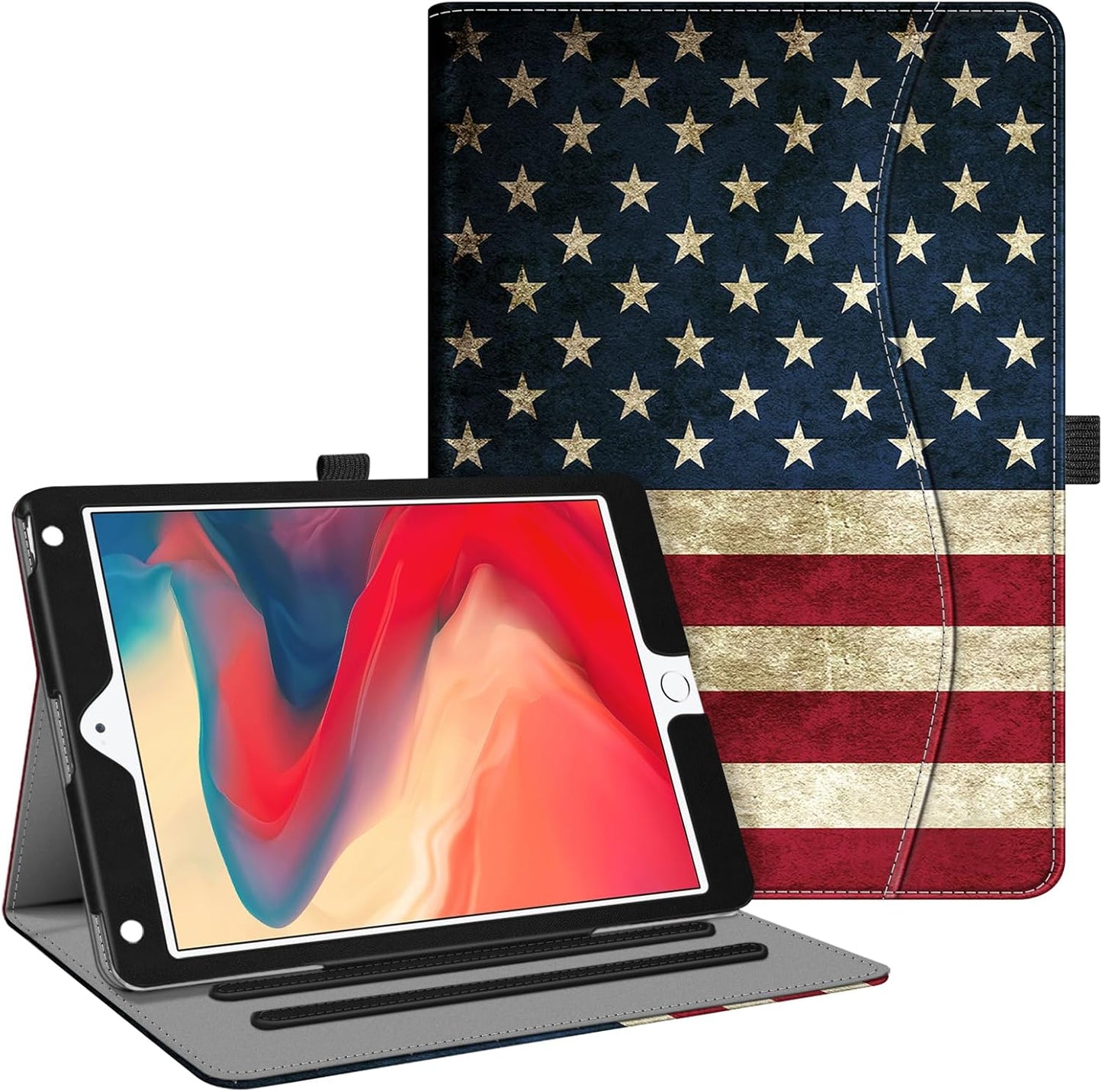 Fintie Case for Ipad 6Th / 5Th Generation (2018 2017 Model, 9.7 Inch), Ipad Air 2 / Air 1 (9.7 Inch) - [Corner Protection] Multi-Angle Viewing Stand Cover with Pocket, US Flag