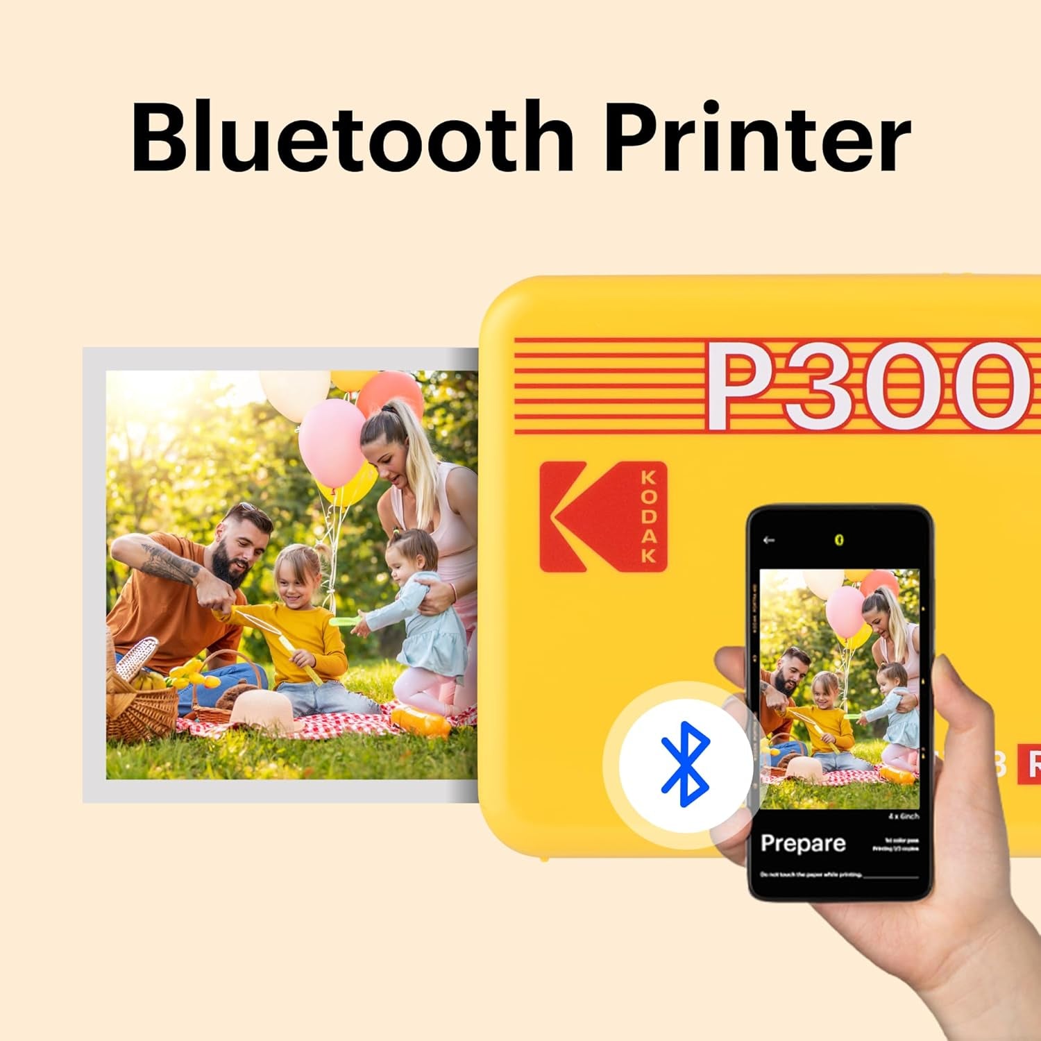 KODAK Mini 3 Retro 4PASS Portable Photo Printer (3X3 Inches) + 8 Sheets, Black