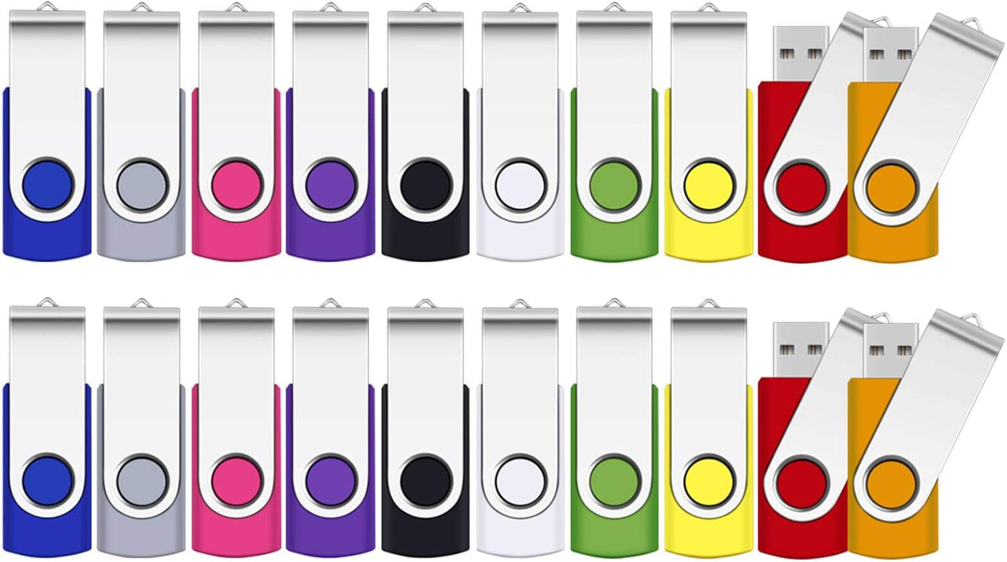 8GB Flash Drive, SRVR Thumb Drives 5 Pack, 8 Gig USB Drive with Lanyards Metal Swivel 8GB USB Memory Stick Pen Drive with LED Indicator(5 Mixed Color)